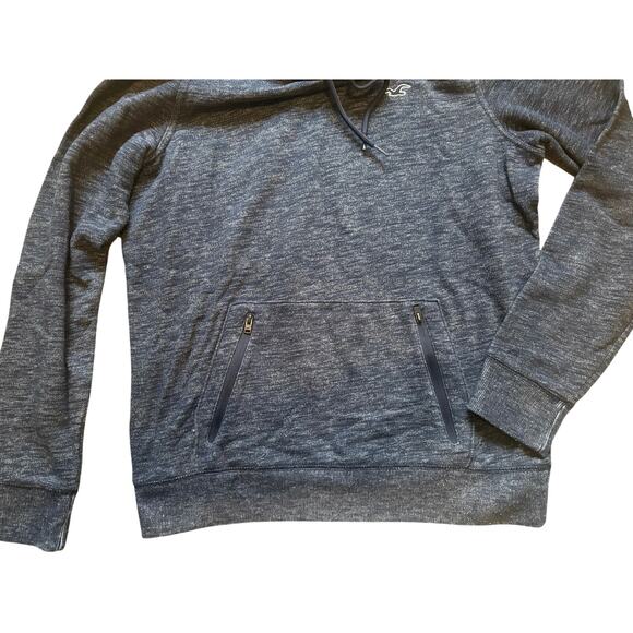 Hollister Dark Blue Zip Pocket Thin Hoodie - Size M - Picture 2 of 3